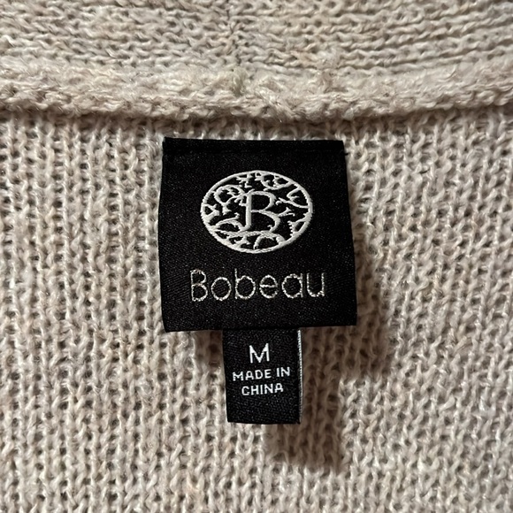 Bobeau Chevron Waist Knit Shawl Cream and Tan Long Cardigan size medium - Picture 5 of 7